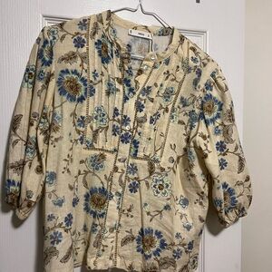 Mango Beige and Blue Floral